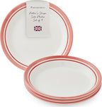 Portmeirion Potter's Stripe 8" Dinner Plate (Set of 4) - Handcrafted Earthenware Plates with Accent Rim, Microwave & Dishwasher Safe - Ideal Tableware for Modern & Traditional Dining (Red Stripe)