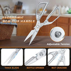 Kitchen Scissors All Purpose - Heavy Duty Poultry Shears | Ultra Sharp Japanese Steel Cooking Scissors for Food, Dishwasher Safe
