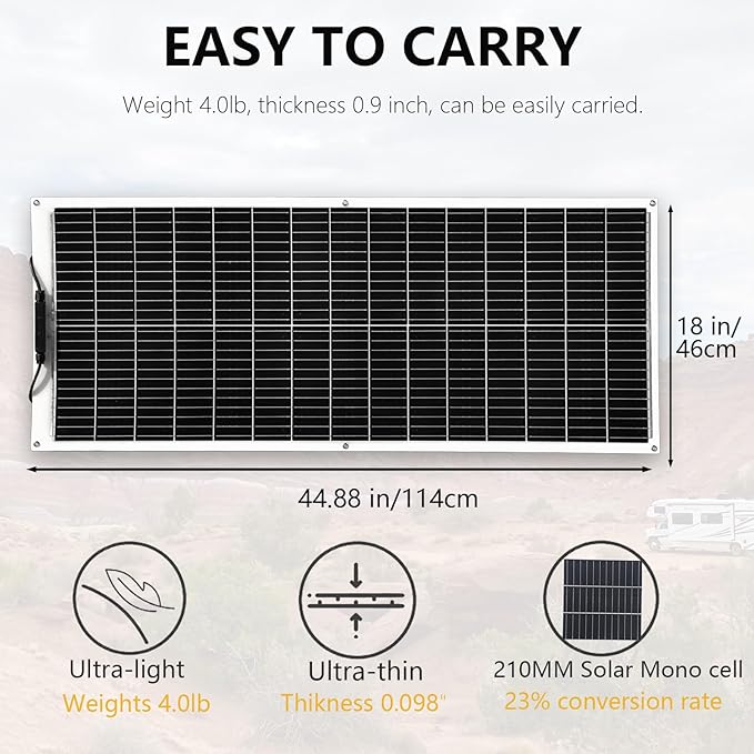 XINPUGUANG 100W Flexible Solar Panel 12V System kit 10A Charge Controller Cables with Alligator Clip PV Connector Cables for Yacht, Boat, RV, Cabin, 12v Battery Charge