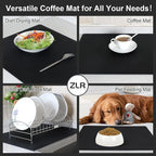 ZLR Large Coffee Bar Mat for Coffee Station, 16"x24" XL, Black | Oversized Counter Protector, Absorbent Dish Drying Mat, Fits Espresso, Grinder, Frother & Cup Display, Hides Stains
