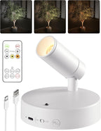 EZVALO Battery Powered LED Spotlight Indoor, Wireless Picture Lights with Remote,5500mAh Rechargeable Mini Display Light, Uplighting Indoor for Artwork Tree Painting Portrait (white-1Pack)