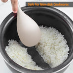 Cooking Spoon and Rice Scooper Set for Nonstick Cookwares, Heat Resistant- Seamless Design, Great for Cooking, Serving, Mixing, Scoop, and Scrape,2 Pack, Khaki