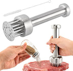 Stainless Steel Meat Tenderizer Tool, 21 Sharp Needles for Steak, Beef | Chicken Meat Tenderizer with Cleaning Brush and Seasoning Jars, Tenderizing for Chicken, Pork, Barbecue, Marinating Prep Tool