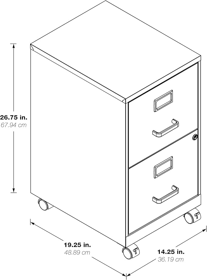 OSP Home Furnishings 2 Drawer Mobile Locking Metal File Cabinet, Tan