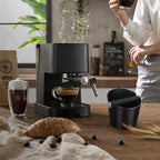 Coffee Knock Box, Espresso Knock Box, Coffee Bin, Espresso Dump Bin, 4.8 Inch Shock-Absorbent Durable Barista Style Espresso Knock Box with Removable Metal Knock Bar and Non-Slip Base(Round) | Ailelan Coffee Knock Box, Espresso Knock Box, Coffee Bin, E...