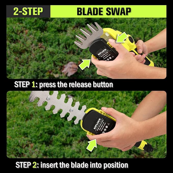 KITLUCK 8V Cordless 2-in-1 Grass Shear & Hedge Trimmer,Handheld Electric Grass Trimmer Hedge Shears/Grass Cutter Rechargeable,2000mAh Battery for Yard, Garden, Lawn Care