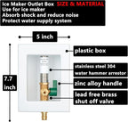 (1 Pack) Lidertik 1/2 inch Expansion PEX-A Pre-Assembled Ice Maker Outlet Box Valve 1/4 inch Recessed Refrigerator Water Line with Shut Off Valve and Stainless Steel Water Hammer Arrestor LI-ZBQH-631