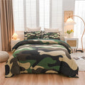 Meeting Story Camouflage Bedding Set, Green Camouflage Comforter Set, 5 PCS One Comforter and Two Pillowases, All Season Soft Bedspread for Boys Teens Adults (Green, Twin 5Pcs)