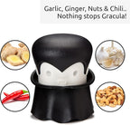 OTOTO Gracula Garlic Press, Garlic Crusher, Garlic Mincer, Also for Ginger, Nuts, Chili, Herbs - Twist Top Mincer & Easy Squeeze Manual Press Peeler, Goth Gifts