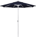 California Umbrella 7.5' Round Aluminum Market Umbrella, Crank Lift, Push Button Tilt, White Pole, Navy Blue Olefin