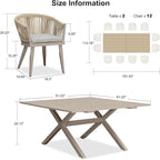 PURPLE LEAF 13 Pieces Oversized Outdoor Dining Set with Patio Aluminium Dining Table and Wicker Chairs Modern Furniture Cushions Sets for Backyard Indoor Decor Kitchen Champagne