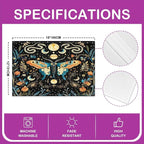 Feelyou Bohemian Moth Placemats Set of 4 18"x12" Boho Exotic Butterfly Placemat for Kitchen Dining Table Decor Indoor Outdoor for Kids Teens Adults Sun Moon Table Place Mats, Galaxy Floral Botanical