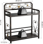 Potting Bench, Outdoor Potting Table with 4 Side Hooks, All-Weather Gardening Table Work Station, Outside Garden Workbench, 505lbs Capacity, 18" D x 39" W x 44" H, Distressed Vintage Black