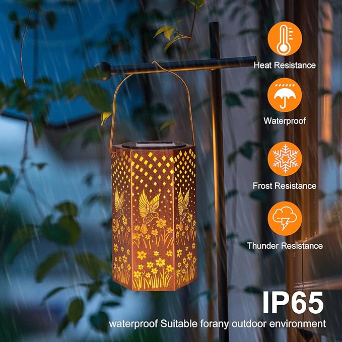 Gifts for Women Men Mom Hummingbird Solar Lights Outdoor - Christmas Decorations, Mothers Day Gifts, Solar Lanterns Outdoor Waterproof Garden Decor for Outside, Patio, Yard