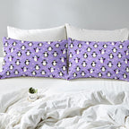 Penguin Comforter Set Queen Size Kawaii Penguin Down Comforter Antarctic Animal Bedding Set for Kids Boys Girls Teens Cartoon Cute Winter Quilt Set Snowflake Pattern Duvet Set Room Decor, Purple