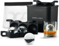 Berlinzo Ice Ball Maker Mold - 4 Clear 2.4in Whiskey Spheres, Non-Electric