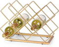 Countertop Wine Rack - 10 Bottle Freestanding Modern Gold Metal Small Wine Rack - Tabletop Wine Holder Stand for Cabinet, Pantry, Wine Bottle Storage…