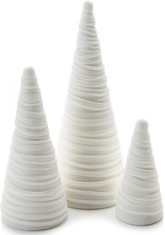 Your Heart's Content Light Ivory Velvet Trees Set of 3, Classic Valentine Tree Tabletop, Winter White Wedding Centerpiece, Elegant Tablescape, Cozy Mantel Accent (Light Ivory)