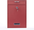 Wall Mounted Locking Vertical Dropbox Mailbox - Safe and Secure | Made with Galvanized Steel (Large, Red)