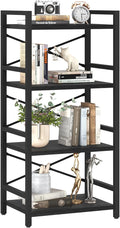 Yoobure 4 Tier Bookshelf - Small Book Shelf Industrial Bookcase, Narrow Book Case Book Storage Organizer for CD/Movie/Book, Bookshelves for Bedroom Office Living Room Black