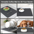 ZLR Coffee Bar Mat for Espresso Machine, 12"x20" Medium, Dark Gray | Absorbent Dish Drying Mat, Stain-Hiding PU Top, Non-Slip Back, Fits Grinder, Knock Box, Tamper & Milk Frother