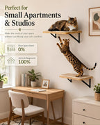 Cat Floating Wall Shelf with Scratching Mat, 1PC, 9.7X16.6 Inch | 1 Inch Thick Wood Board , Wall Mounted, Supports to 30 LBS, For Sleeping, Playing, Climbing