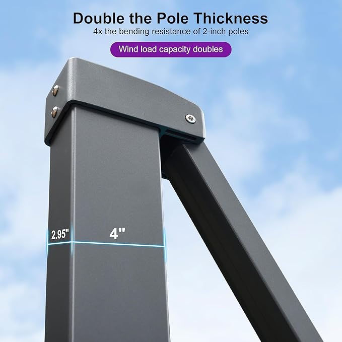 PURPLE LEAF 11' X 15' Rectangle Patio Umbrella Large Outdoor Aluminum Offset Umbrella with 360° Rotation Cantilever Umbrella with Base Included for Garden Deck Backyard Pool Beige