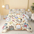 Kawaii Cat Comforter Full,Kawaii Animals Comforter Set for Kids Teens Girls,3Pcs Bedding Set Printed Comforter with 2 Pillowcases,Down Alternative,Soft and Lightweight，Full Size
