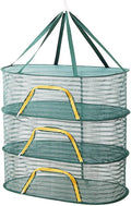 Foldable Drying Net for Vegetables, Fish, and Dehydrated Goods, Multi-tiered Food Drying Net, Versatile Drying Rack, Windproof Design, Zipper Closure for Insect Protection (Dark green, Triple Layer)