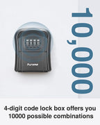 Puroma Key Lock Box Combo Wall-Mounted Storage Safe Lockbox Home Office | Outside, Portable, Wall Mount, Resettable, Combination, Weatherproof, High-capacity, Hold 5 Keys, Contractor Guest Realtor