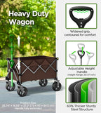Beach Wagon,CollapsibleWagon 220lbs with Big Wheels Foldable Wagon Carts,Portable Utility for Garden Grocery Sports Camping All Terrain-Khaki
