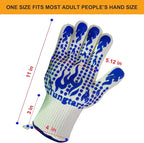 Oven Mitts Heat Resistant BBQ Proof Glove 11Inch 1472℉ Grill Glove Proof Heat for Women Men BBQ Gloves Gift Set Cooking Gloves for Cooking, Grilling, Baking, Welding (White Blue)