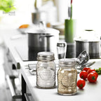 Bormioli Rocco Officina 1825 Salt And Pepper Shaker, Set Of 2, Clear, 8 Oz. Stain Resistant, Durable Glass Jars, Dishwasher Safe.