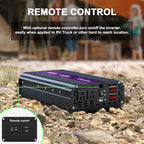 3000W Power Inverter,Peak Power 6000W 12V DC to AC 110V120V,Remote Control with 2AC Outlets and 2.4USB Port,LCD Display for Power Converter,Outdoor Activities,Emergency,Vehicles Truck RV Solar System