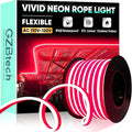 GZBtech Flexible LED Neon Rope Lights 66FT,AC 110-120V Waterproof Strip Light, 120 LEDs/M Cuttable Connectable Neon Lighting for Indoor Outdoor Home Decor/Commercial Building Use-Red 20M