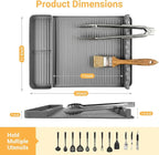 Silicone Grill Mat for Blackstone Griddles & Outdoor Grills - Heat Resistant (450°F) Countertop Protector, Non-Slip Tool Organizer & Grease Catcher, 16x11.5 Inch(Grey)