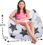 Posh Creations Structured Comfy Bean Bag Chair for Gaming, Reading, and Watching TV, Coronado Chair, Canvas - Sketchy Stars