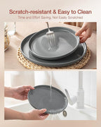 Famiware Milkyway Plates and Bowls Set, 18 Pieces Dinnerware Sets, Dishes Set for 6, Dark Gray