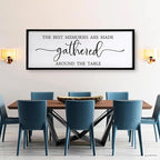 The Best Memories are Made Gathered Around The Table Sign Framed Wall Art, 32''×12'' Rustic Horizontal Plaque with Black Frame for Dinning Living Room, Farmhouse Long Home Family Wood Sign Wall Decor