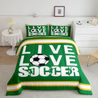 Football Bedding Set Full Size Rugby Sports Comforter Set for Kids Boys Girls Decor Soccer Ball Game Comforter Gift for Football Lover Duvet Set Bedroom Quilt Set