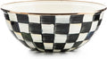 MACKENZIE-CHILDS Enamel Everyday Bowl, Serving Bowl for Entertaining, Medium, Black-and-White Courtly Check, Set of 1