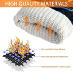 1472°F Extreme BBQ Gloves Grill Oven Safety Gloves, Cut Resistant with Non-Slip Silicone for Grilling, Frying, Baking, Fireplace, Cooking (2 Pieces Set) (Black Strips Long)