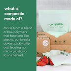 Compostic Compostable Snack Bags, Snack Size (60 Count) Starter Pack — Resealable Zip-Seal, Plant-Based, Home Compostable, Freezer Safe, BPA-Free, Non-Toxic, GMO-Free Food Storage Bags