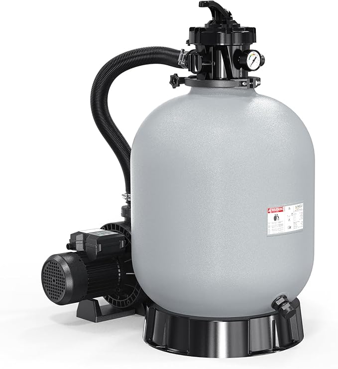 VINGLI Sand Pool Filter 19in Tank with A 1HP Pump 115V Above Ground Inground Swimming Pool Pump with Filter Basket,3962GPH