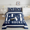 Feelyou Ice Hockey Bedding Set King Size Ice Sports Games Comforter Set for Kids Boys Girls Decor Hockey Player Comforter Microfiber Puck Hockey Duvet Set Bedroom Quilt Set
