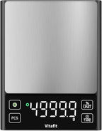 Vitafit 11lb Food Scale, High Accuracy 0.0001lb by Our Professional Scale Factory Since 2001, Digital Kitchen Scale with% Percentage Function for Cooking, Baking & Coffee, Stainless Steel, LED, Black