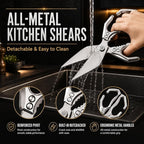 Multifunctional Heavy Duty Kitchen Shears,Kitchen Shears for Cutting Chicken,Kitchen Scissors for Food, Japanese High-Carbon Steel Culinary Poultry Shears, for Chicken,Meat,Fish,Bone Cutting(Silver)
