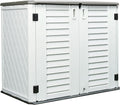 HOMSPARK Storage Shed Weather Resistance, Multi-Purpose Outdoor Storage Cabinet Waterproof, Outdoor Storage Cabinet for Bike, Garbage Cans, Lawnmower, Garden Accessories (off white, Standard-26 cu ft)
