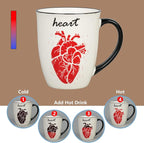 Ceramic Color Changing Mug Birthday Gifts for Men Women Heat Changing Coffee Mug Cup with Heart 16 oz