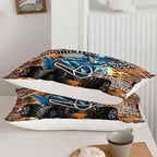 Axolotl Quad Bike Bedding Set Twin,Dirt Bike Comforter Set,Extreme Sports Bedding Set,Sports Theme Comforter Set,Tractor Truck Bedding,Motorcycle Comforter for Kids Boys Teens,1 Quilt 2 Pillowcases